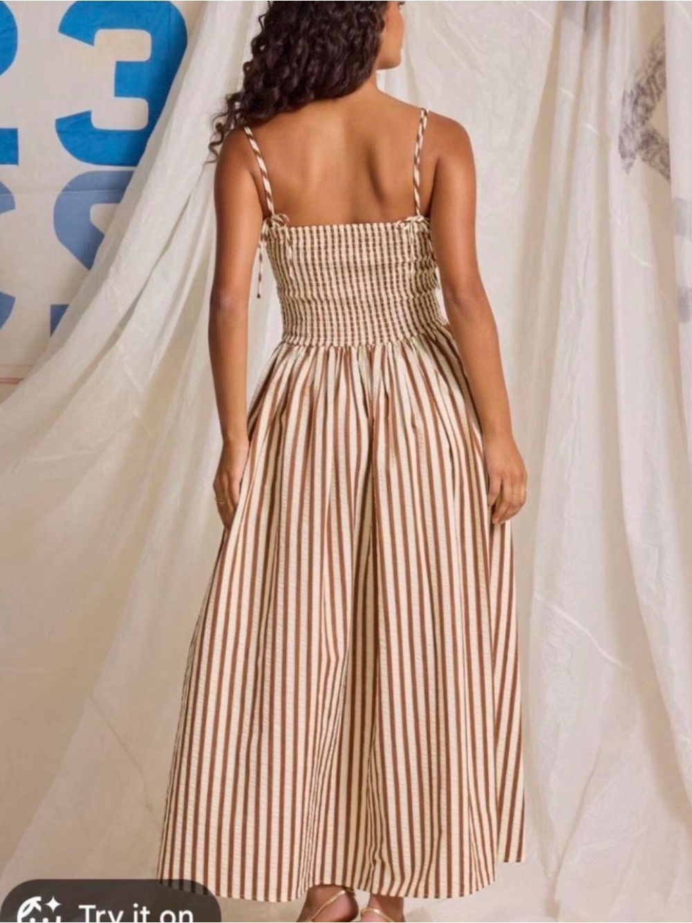 Altar'd State Brown and Cream Stripe Maxi Dress - Picture 2 of 5